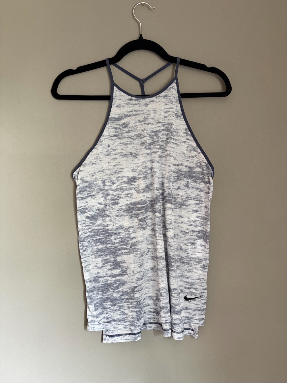 Nike Dri-FIT Racerback Tank Top Small Gray White Space Dye Athletic Workout